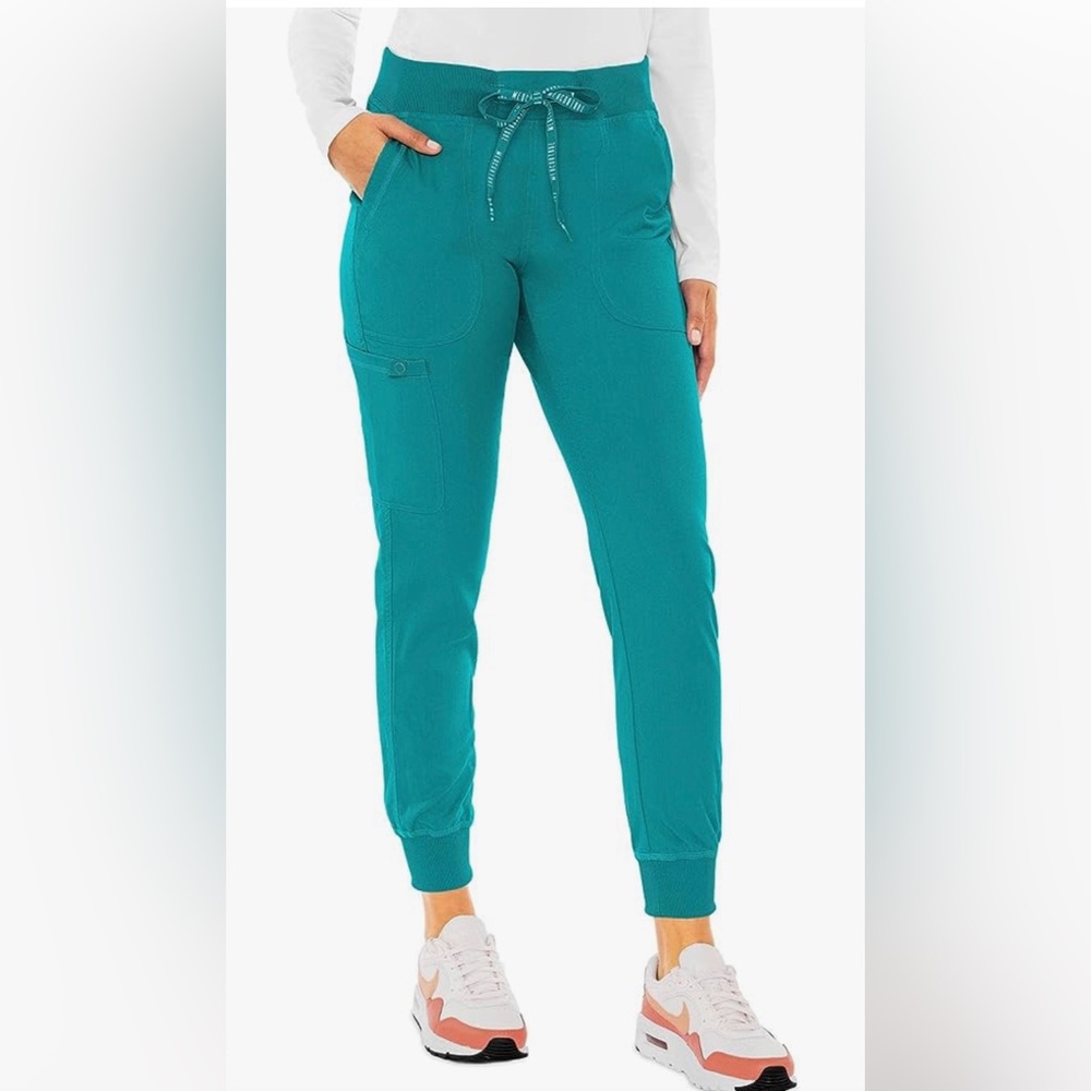 Med Couture Touch Women's Jogger Yoga Scrub Pant Teal 3X. Used